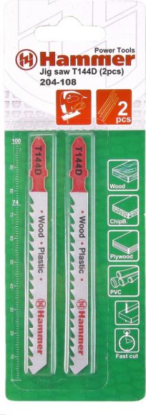 Пилка для электролобзика Hammer Flex JG WD-PL T144D 2шт