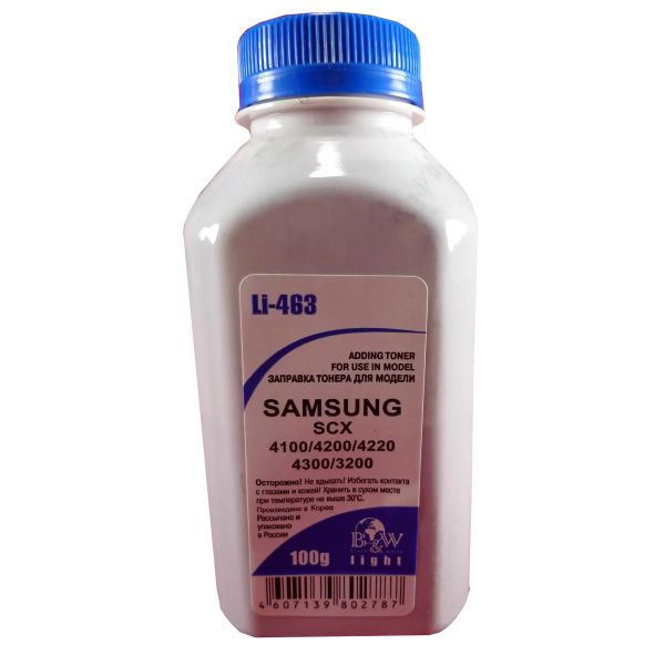 Тонер для картриджа Black&White LI-463 для SAMSUNG ML-216x SCX 320x, 340x, 4100, 4200, 4220, 4300 (фл. 100г) Light {LI-463}